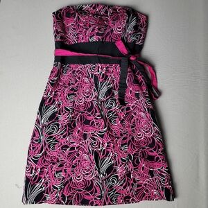 Ann Taylor Loft Strapless Dress Swirl Pattern Side Tie 4